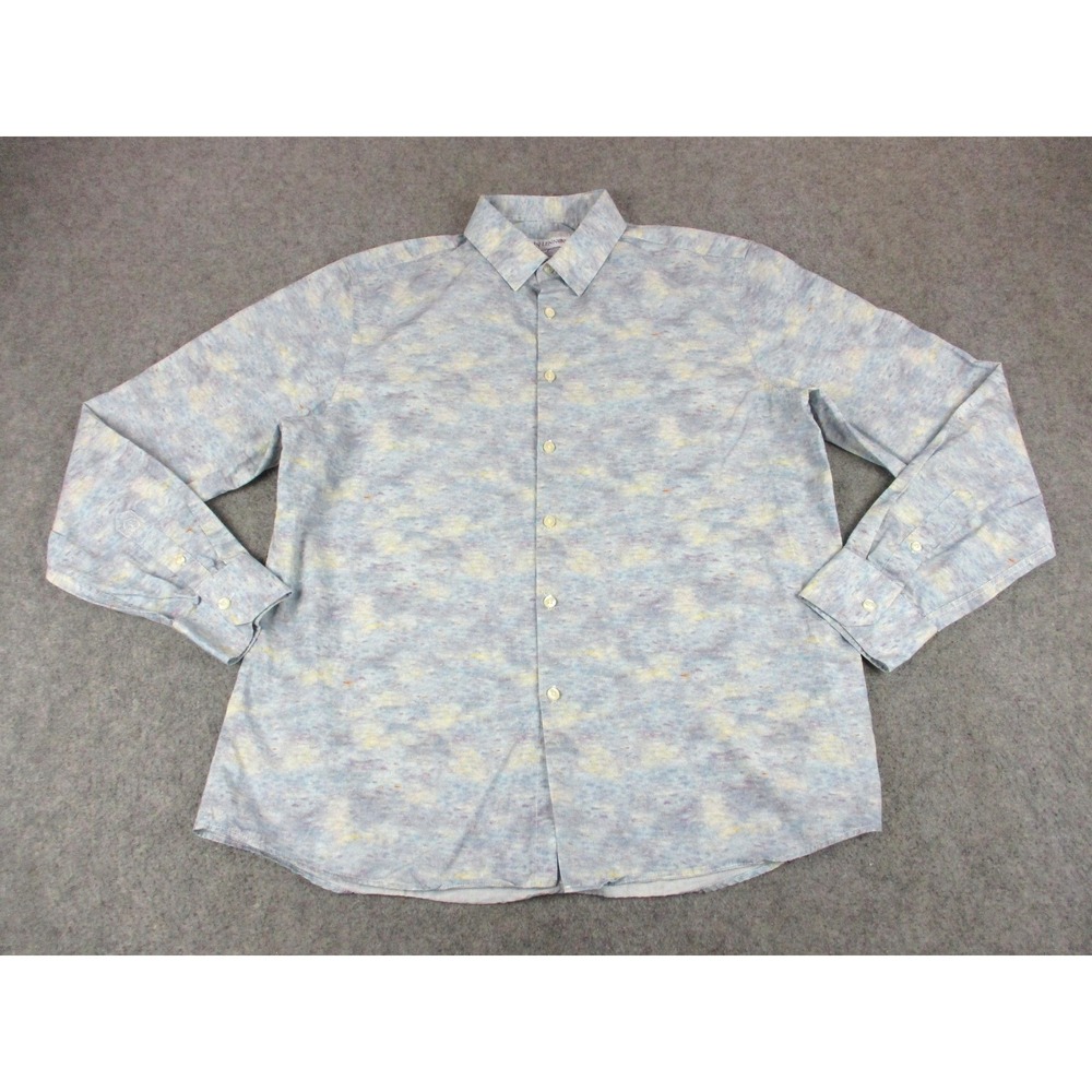 John Lennon Shirt Mens Extra Large Blue Abstract Long Sleeve Casual Button Up